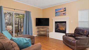 TV, fireplace