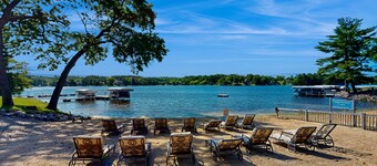 Ultimate relaxation awaits at this luxe lakefront Delton Grand studio