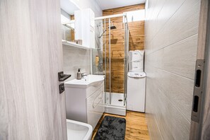 Dusche, Haartrockner, Handtücher