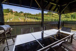 Outdoor dining - Holiday Home Aleks located at Lendavske Gorice with splendid view (Lendava)