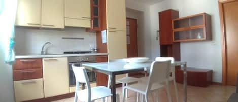 Apartment | Private kitchen | Full-size fridge, oven, electric kettle, toaster