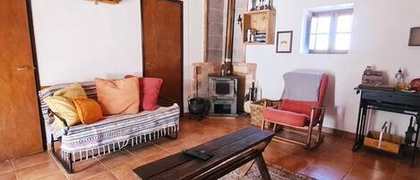 Televisión y chimenea