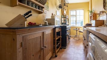 Fridge, microwave, oven, high chair