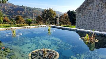 Una piscina al aire libre, una piscina climatizada