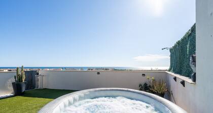 Appartement 'Sunset- Spa and Bbq' avec vue sur la mer, Wi-Fi et climatisation