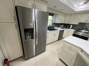 Fridge, microwave, toaster, blender