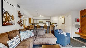 Télévision, cheminée, livres