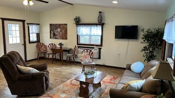 Smart TV, DVD player, video library, printers