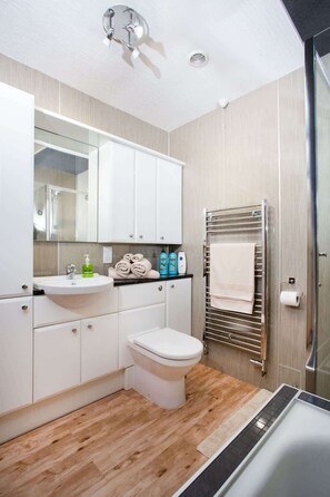 Shower, eco-friendly toiletries, bidet