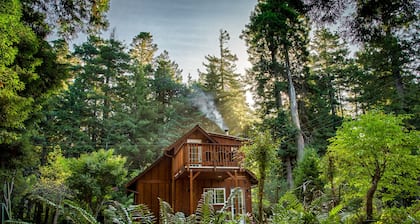 Unique retreat surrounded by redwoods - outdoor tub & wood stove, dog-friendly
