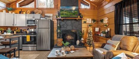 TV, fireplace, offices