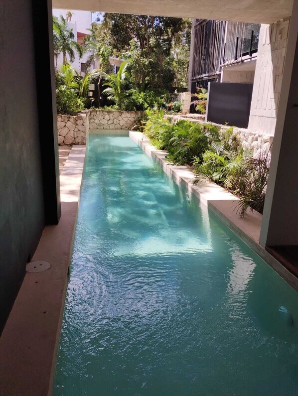One lane swimming pool.