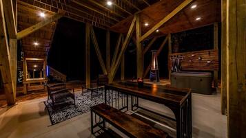 Private sitting area and dining below. (ordered food can be delivered to downstairs dining or dining area on front porch).