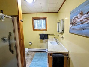 Shower, hair dryer, towels - Secluded Oceanfront Cottage in Frenchman Bay (Sullivan)