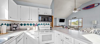Charming & sunlit home with private pool, hot tub, games, & balcony - near golf, dog-friendly