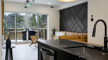 Smart TV, fireplace, video games, table football