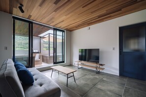 Deluxe Villa | Living area | 55-inch LCD TV with digital channels