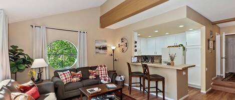 TV, fireplace, DVD player, video library