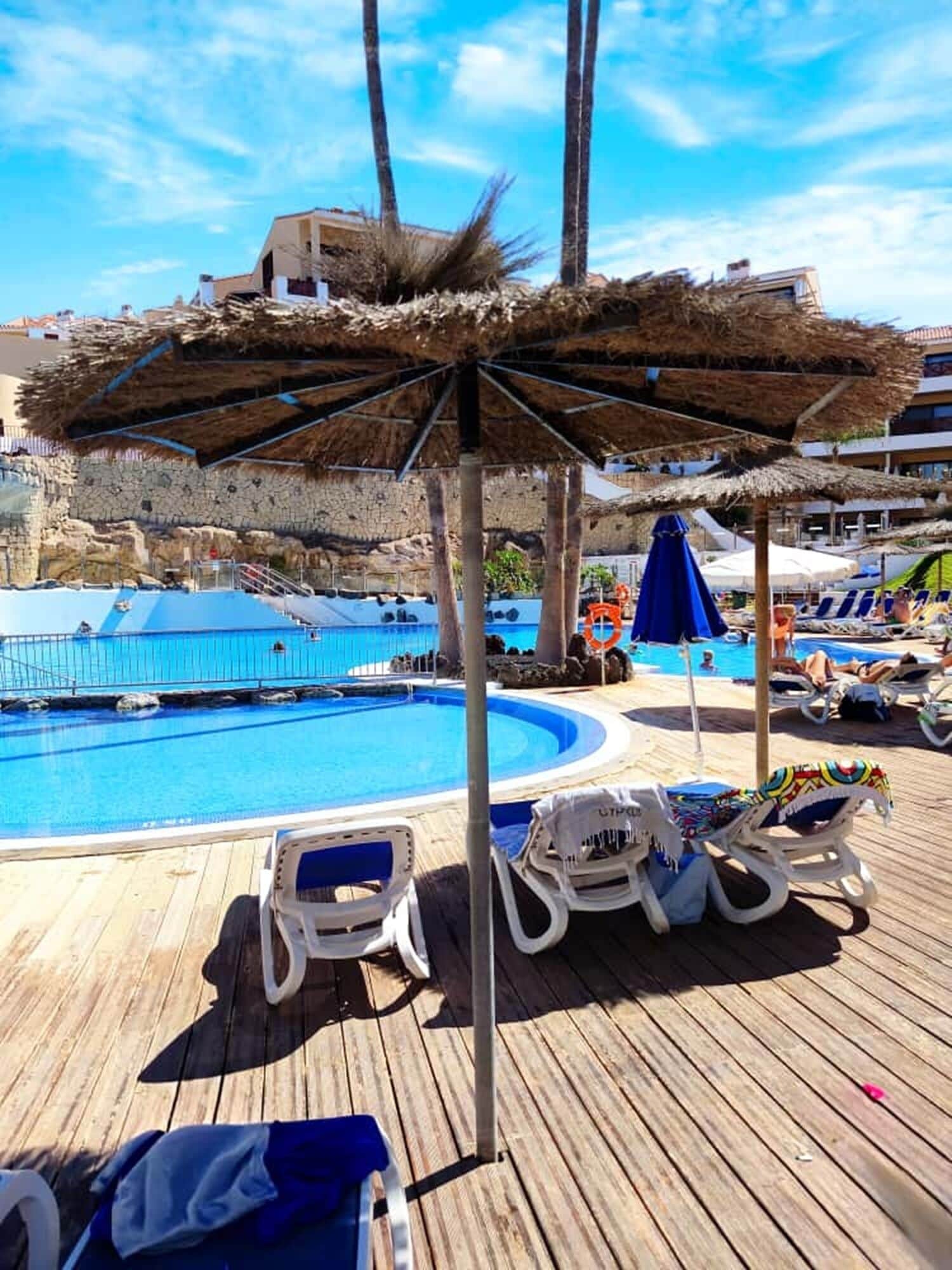 Una piscina al aire libre, una piscina climatizada