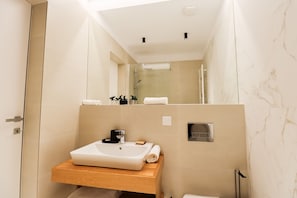 Hair dryer, towels, toilet paper