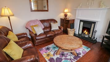 Flat-screen TV, fireplace, DVD player