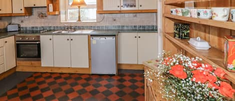 Fridge, dishwasher, electric kettle, toaster