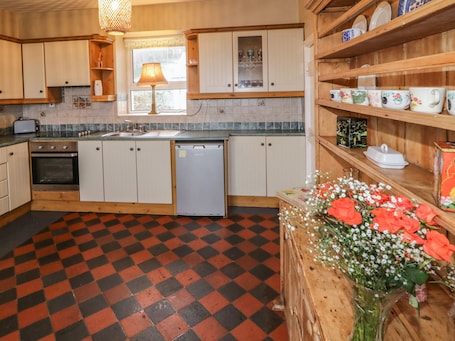 Fridge, dishwasher, electric kettle, toaster