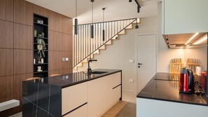 Fridge, microwave, oven, dishwasher
