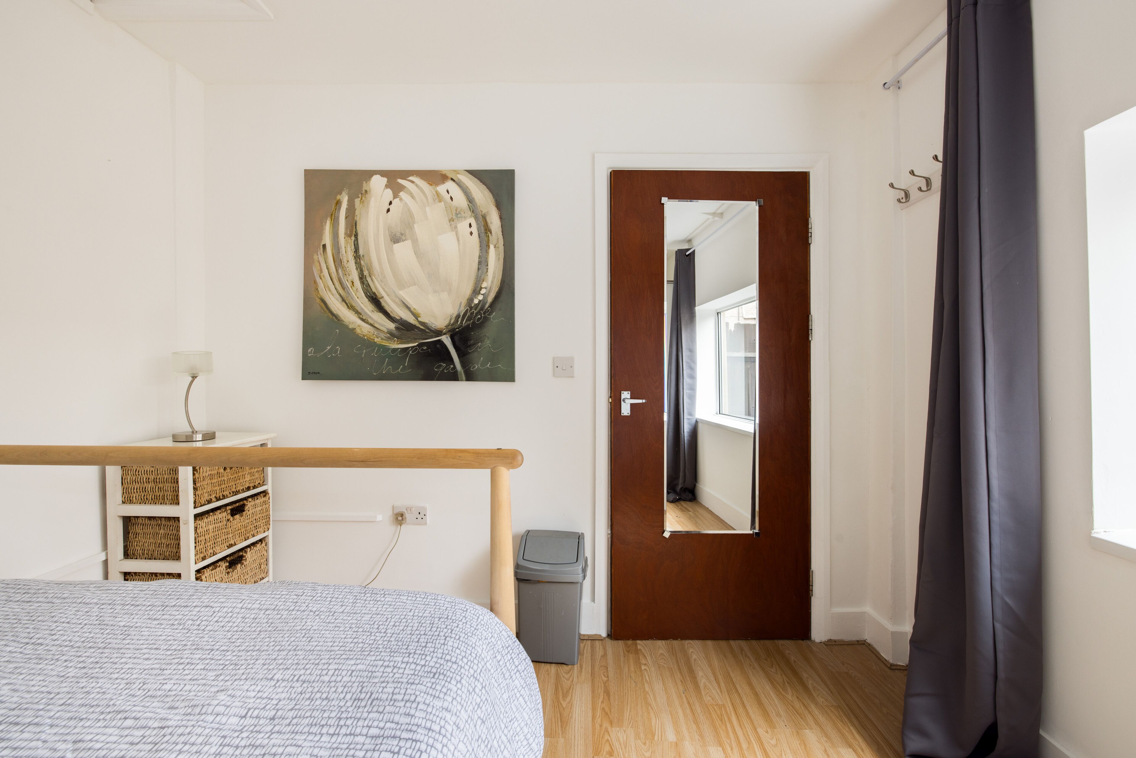 1 bedroom, desk, iron/ironing board, travel crib