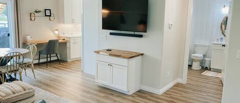 50" TV in the living room with all the popular streaming apps for when it's time to unwind.