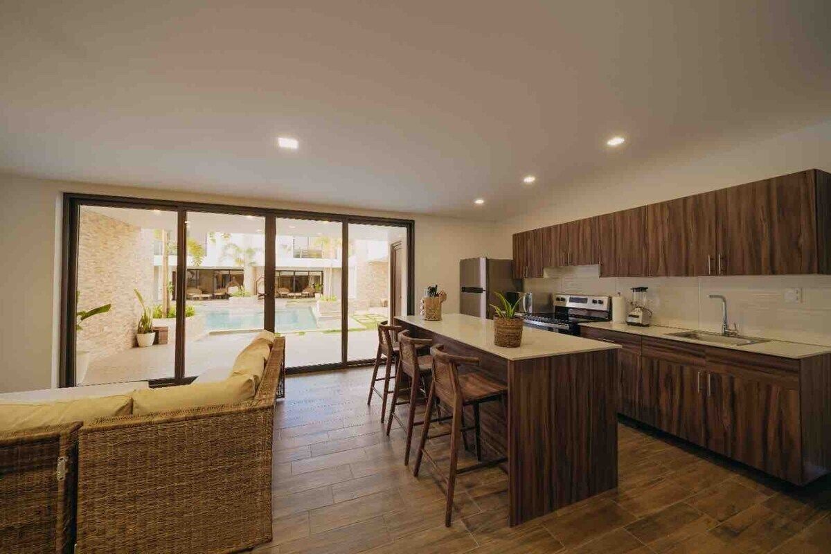 Villa | Private kitchen | Full-size fridge, microwave, oven, espresso maker