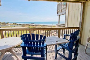 Outdoor dining - Queens Court 1203, Oceanfront Condo in Emerald Isle, NC! (Emerald Isle)