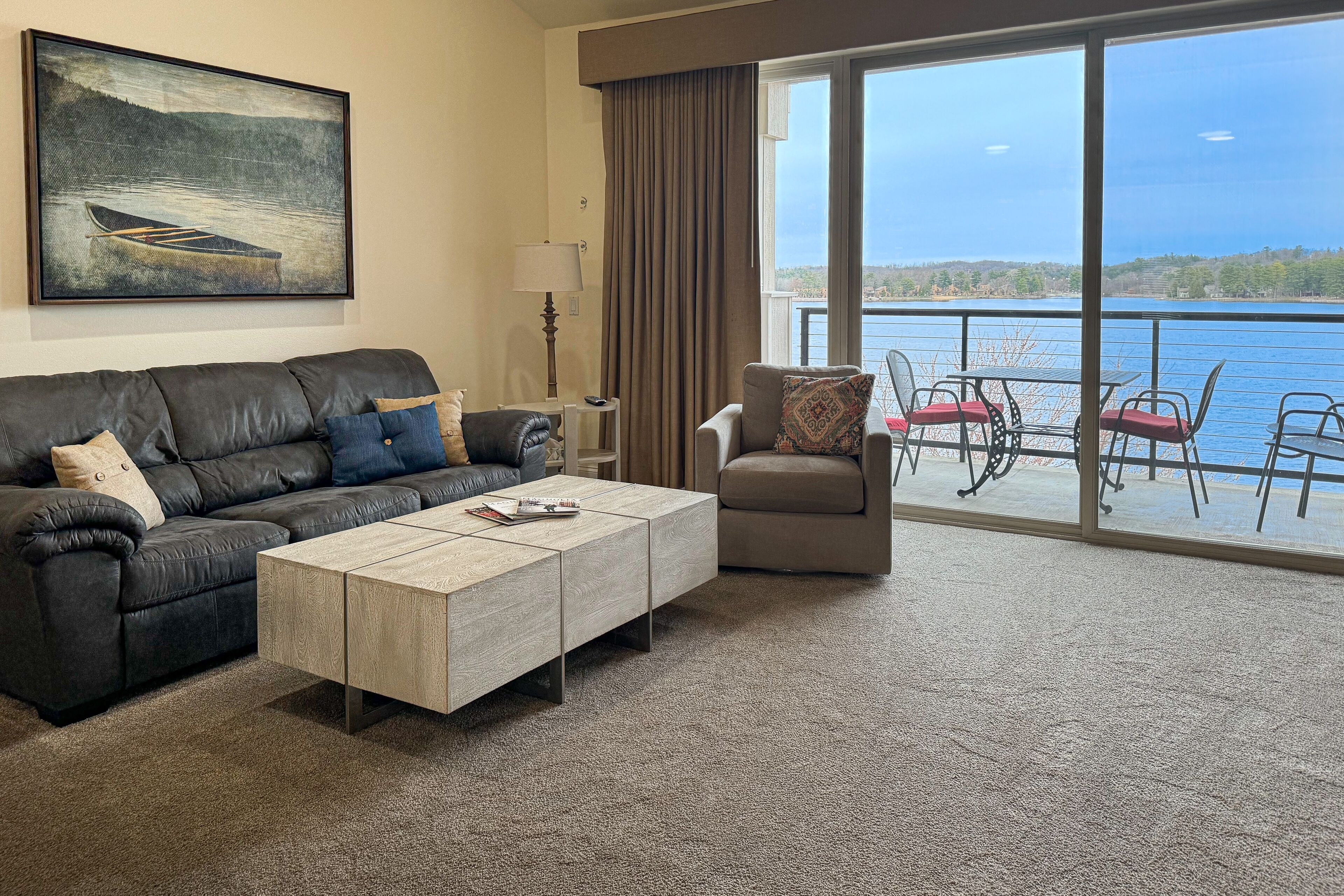 Resort-style relaxation at Delton Grand with lakefront locale & luxe amenities