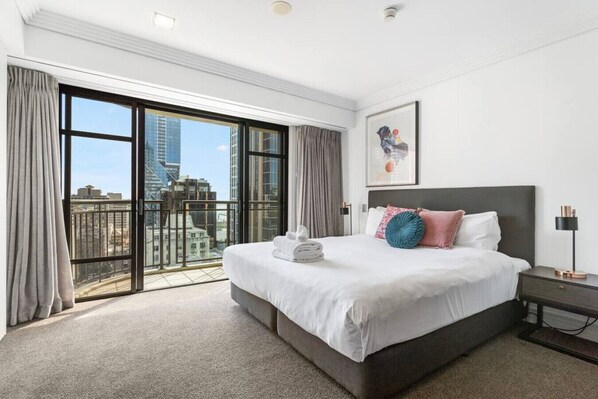 1 bedroom, desk, iron/ironing board, travel cot