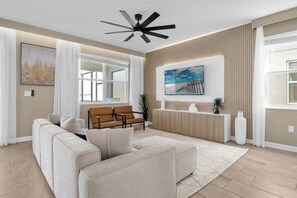 Een smart-tv en tafelvoetbal