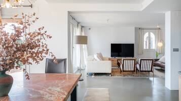 TV, fireplace