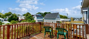 Sun-filled & serene coastal retreat with deck & stunning ocean views - near golf