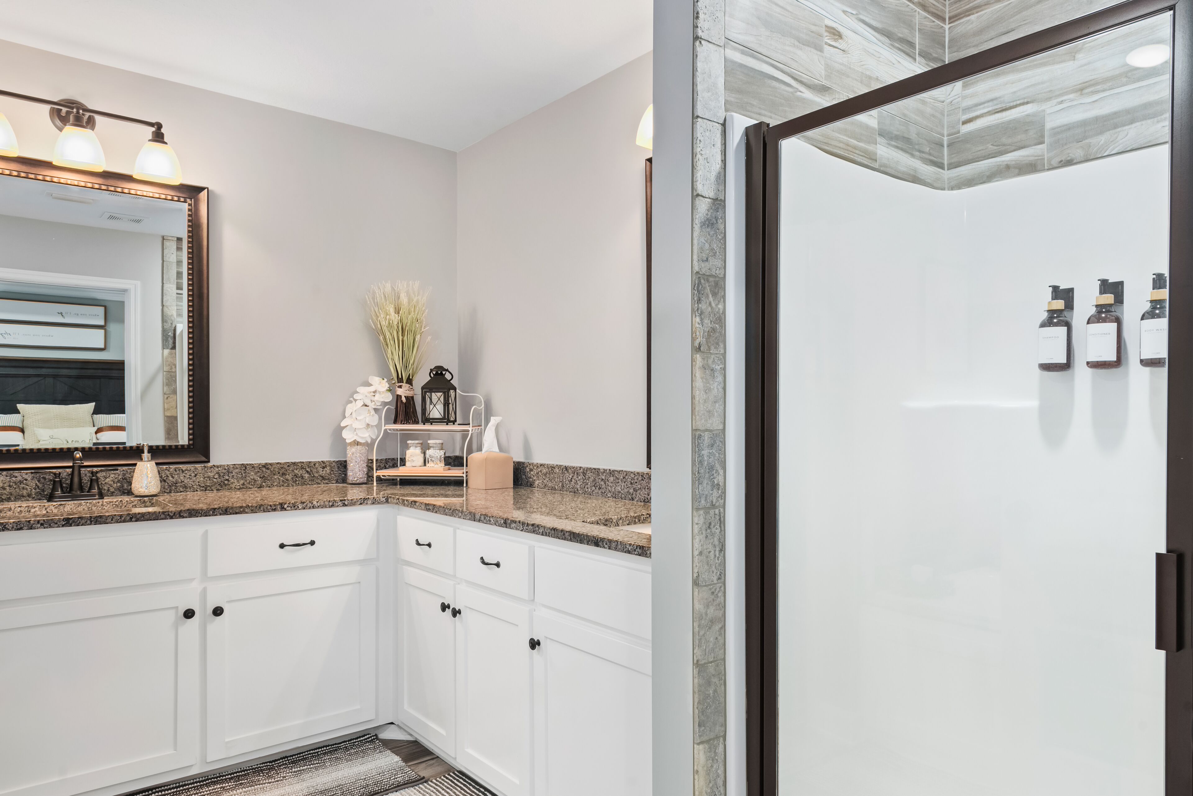 Jetted bath, hair dryer, towels, soap