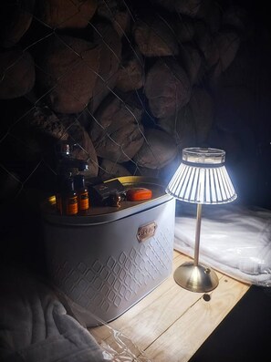 Shower, rainfall showerhead, designer toiletries, bathrobes