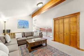 Fernseher, Kamin, DVD-Player, Bücher