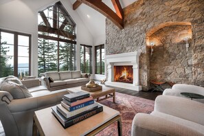 TV, fireplace - Stay Montana | Lion Mountain Luxury Escape (Whitefish)