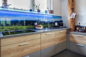 Kühlschrank, Mikrowelle, Herdplatte, Geschirrspüler