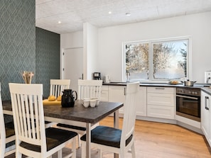 Fridge, oven, dishwasher, high chair