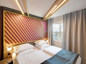 1 bedroom, blackout drapes, soundproofing, free WiFi