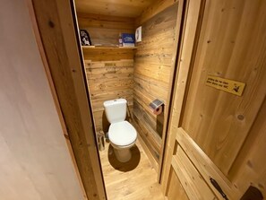 Hair dryer, soap, toilet paper