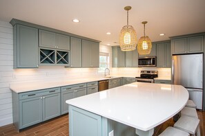 Fridge, microwave, oven, dishwasher - Sails Call, Oceanfront House in Emerald Isle, NC! (Emerald Isle)