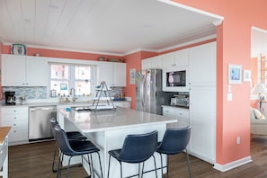 Fridge, microwave, oven, dishwasher - Sea Breeze, Almost Oceanfront House in Atlantic Beach, NC! (Atlantic Beach)