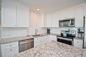 Fridge, microwave, oven, dishwasher