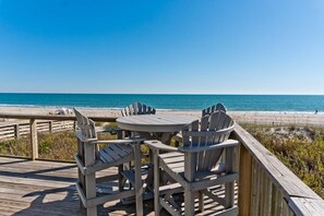 Outdoor dining - Sea Watcher, Oceanfront House in Emerald Isle, NC! (Emerald Isle)