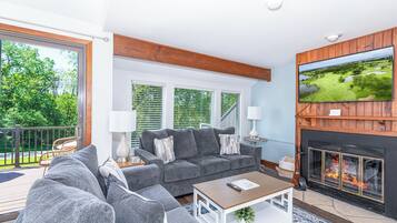 Smart TV, fireplace, video games, table football